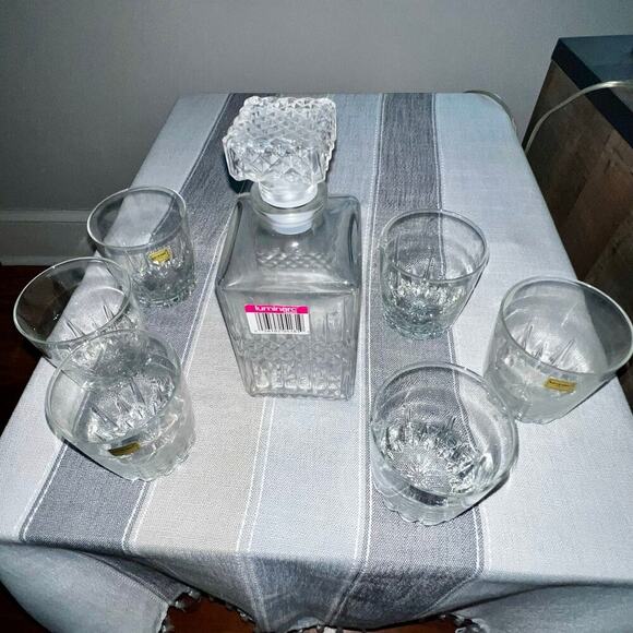 VTG Diamant Glass 7 PC On The Rocks Decanter Set Luminarc - Durand International - Picture 5 of 12